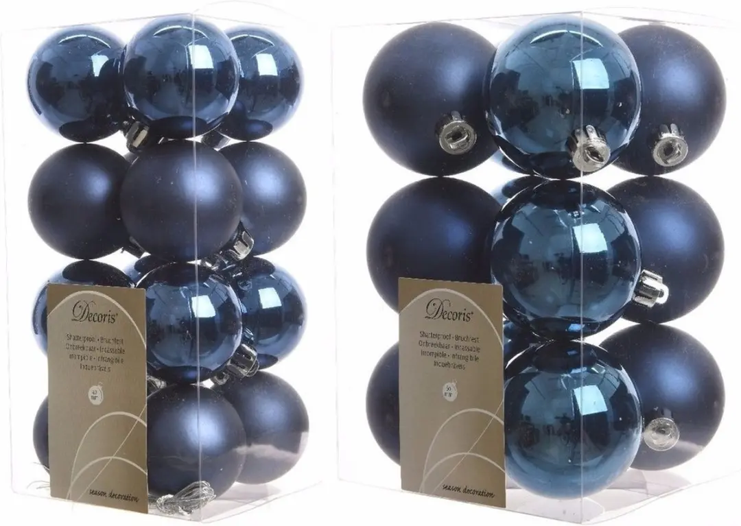 Kerstversiering kunststof kerstballen donkerblauw 4-6 cm pakket van 40x stuks