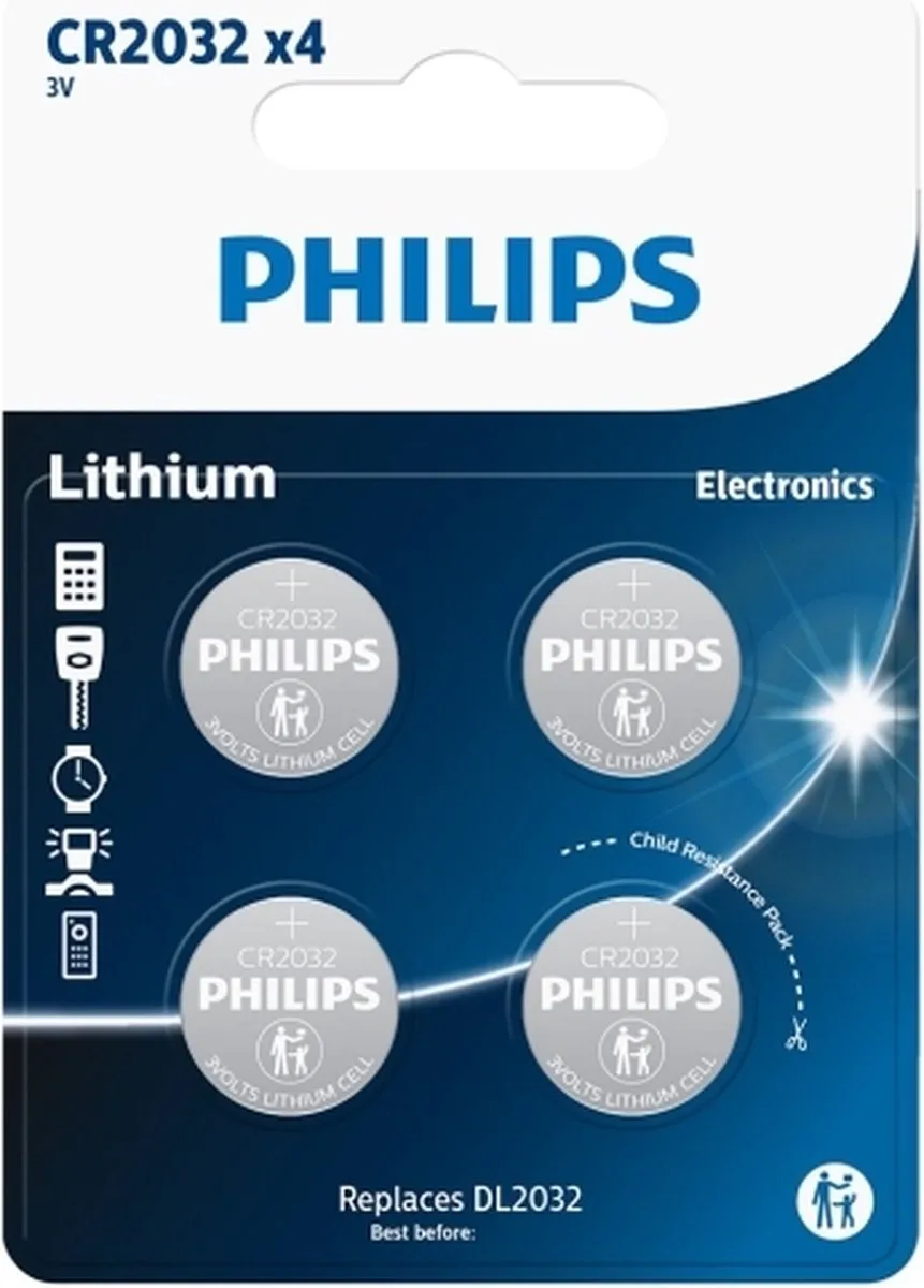 Philips Knoopcelbatterijen CR2032