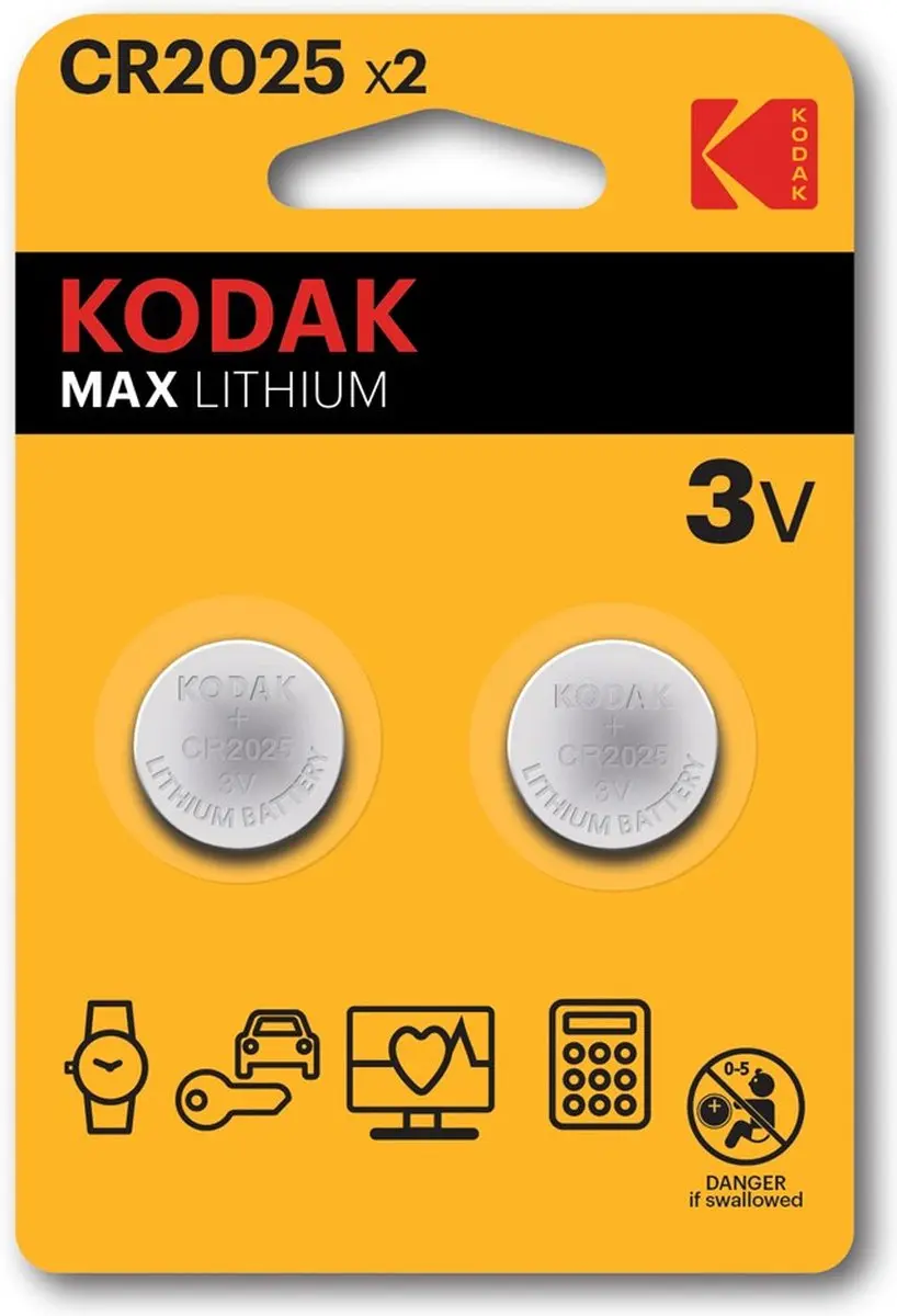 Kodak Ultra Max CR2025 Lithium Knoopcel 3V - 2 stuks - afbeelding 3 van 3