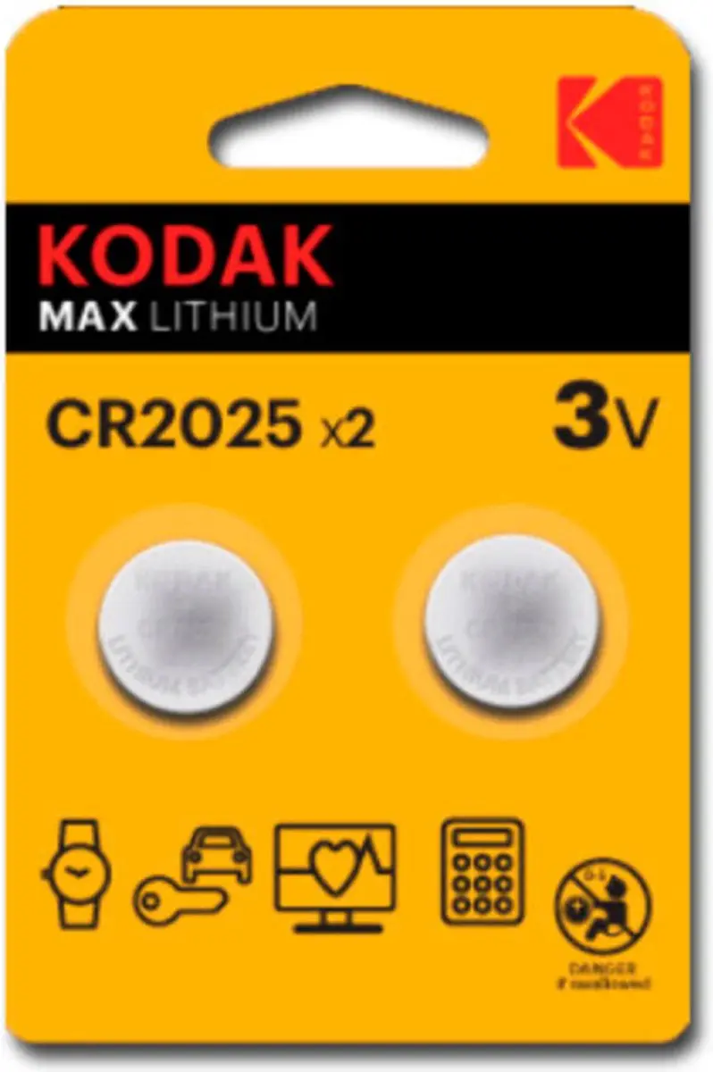 Kodak Ultra Max CR2025 Lithium Knoopcel 3V - 2 stuks - afbeelding 2 van 3