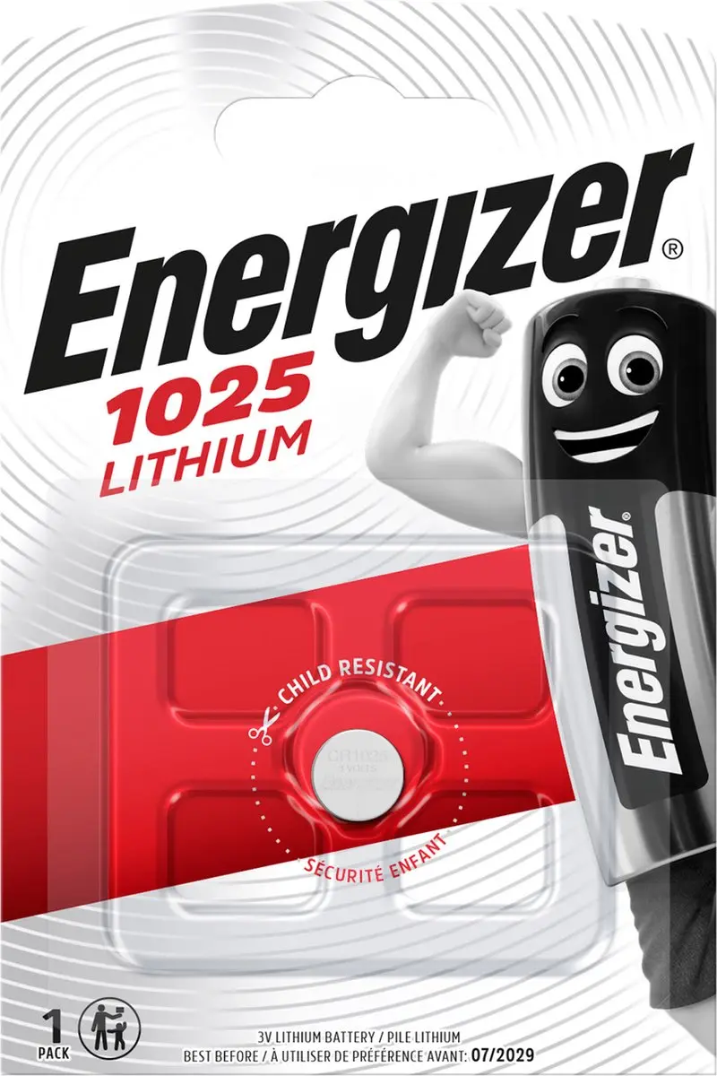 Energizer CR1025 Lithium Knoopcel Batterij 3V
