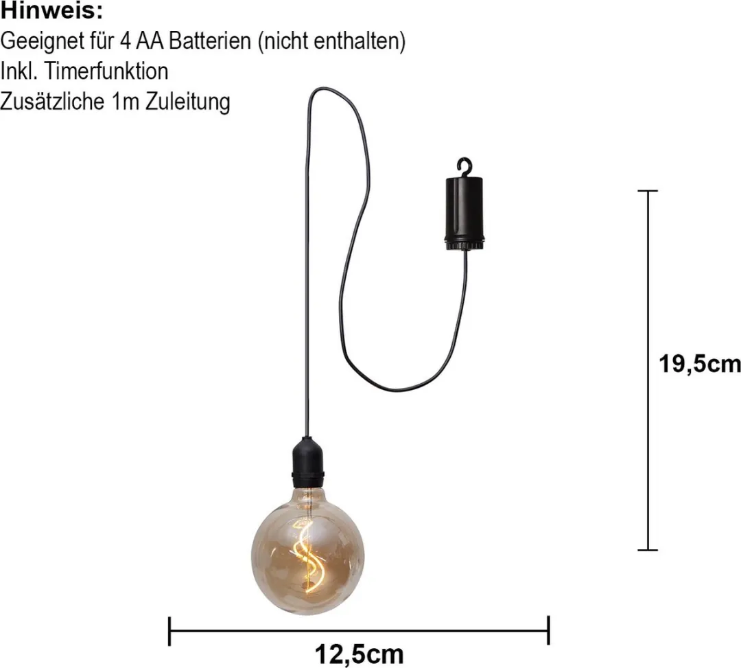 Star Trading Amber Hanglamp Globe LED 19,5cm - Buiten - Warm wit
