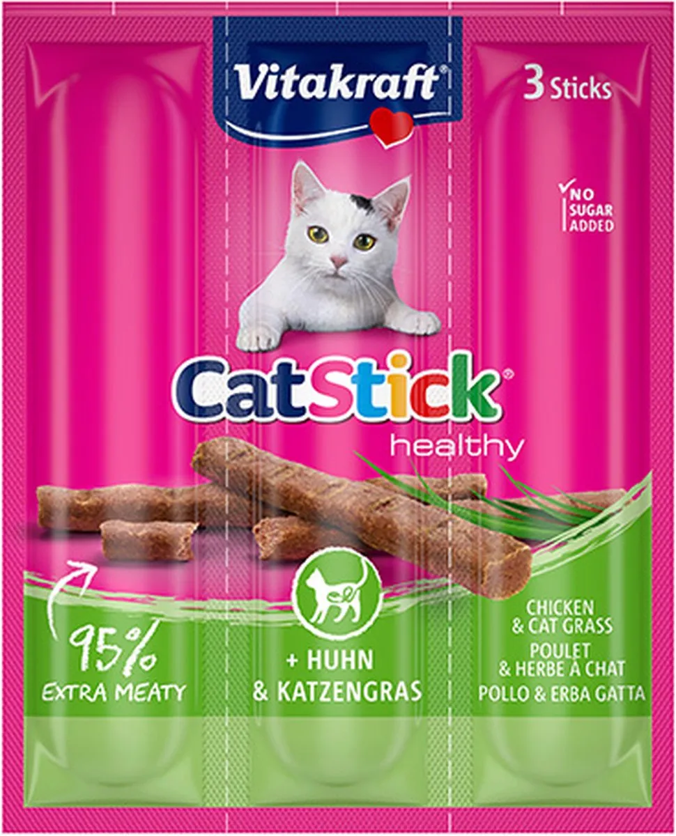Vitakraft Cat Stick Kip & Kattengras - 60 Stuks