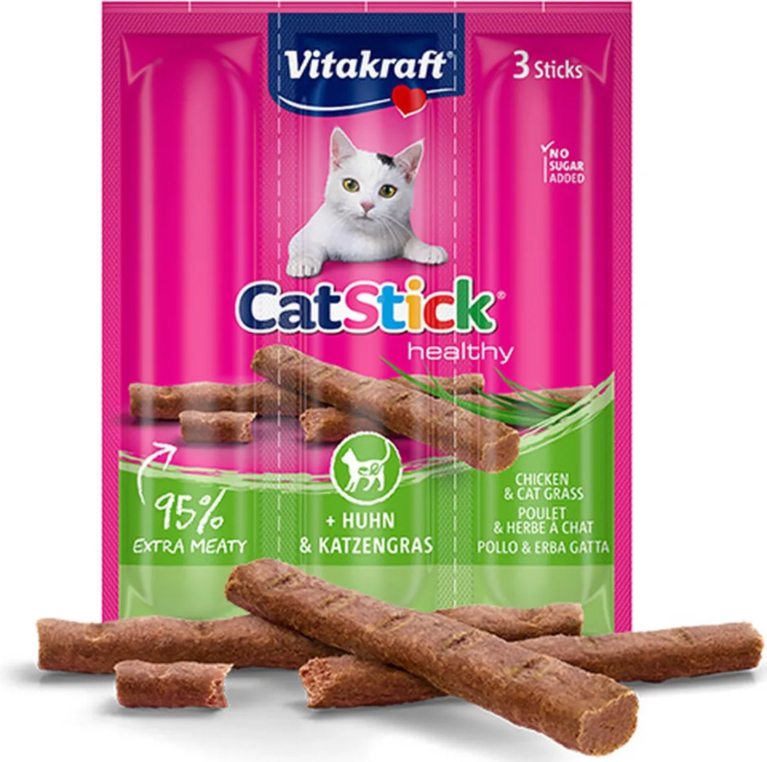Vitakraft Cat Stick Kip & Kattengras - 60 Stuks