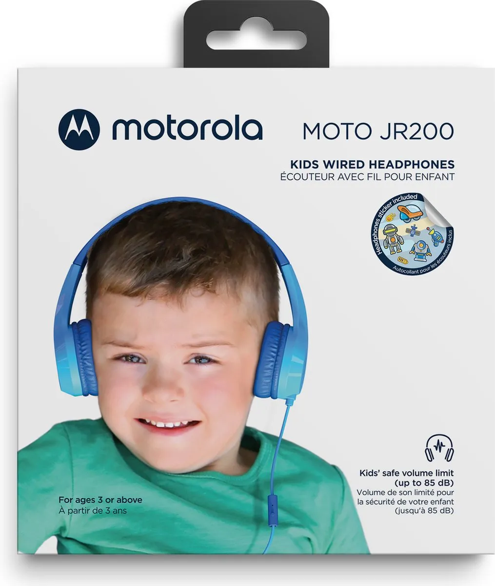 Motorola MOTO JR200 Kinderkoptelefoon Blauw - 85dB Volumebegrenzing