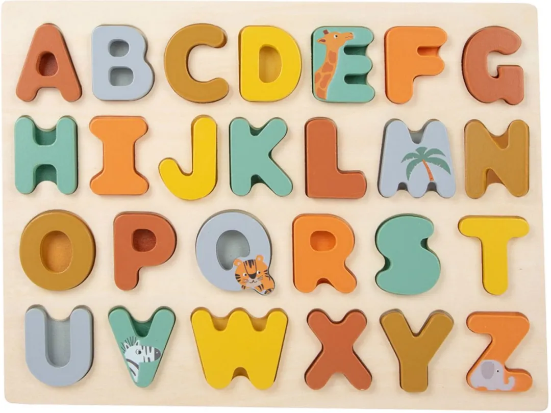 Small Foot Houten Alfabet Puzzel Safari - 26 Stuks - Multi