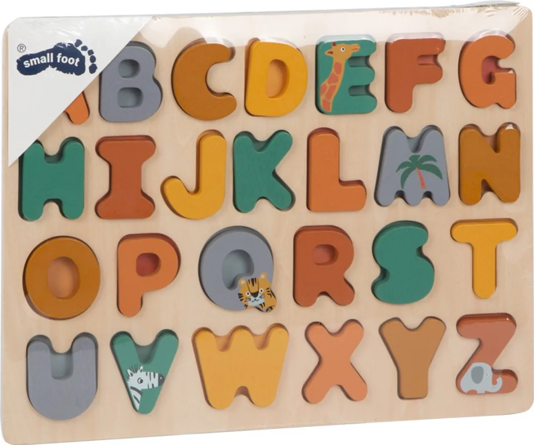 Small Foot Houten Alfabet Puzzel Safari - 26 Stuks - Multi