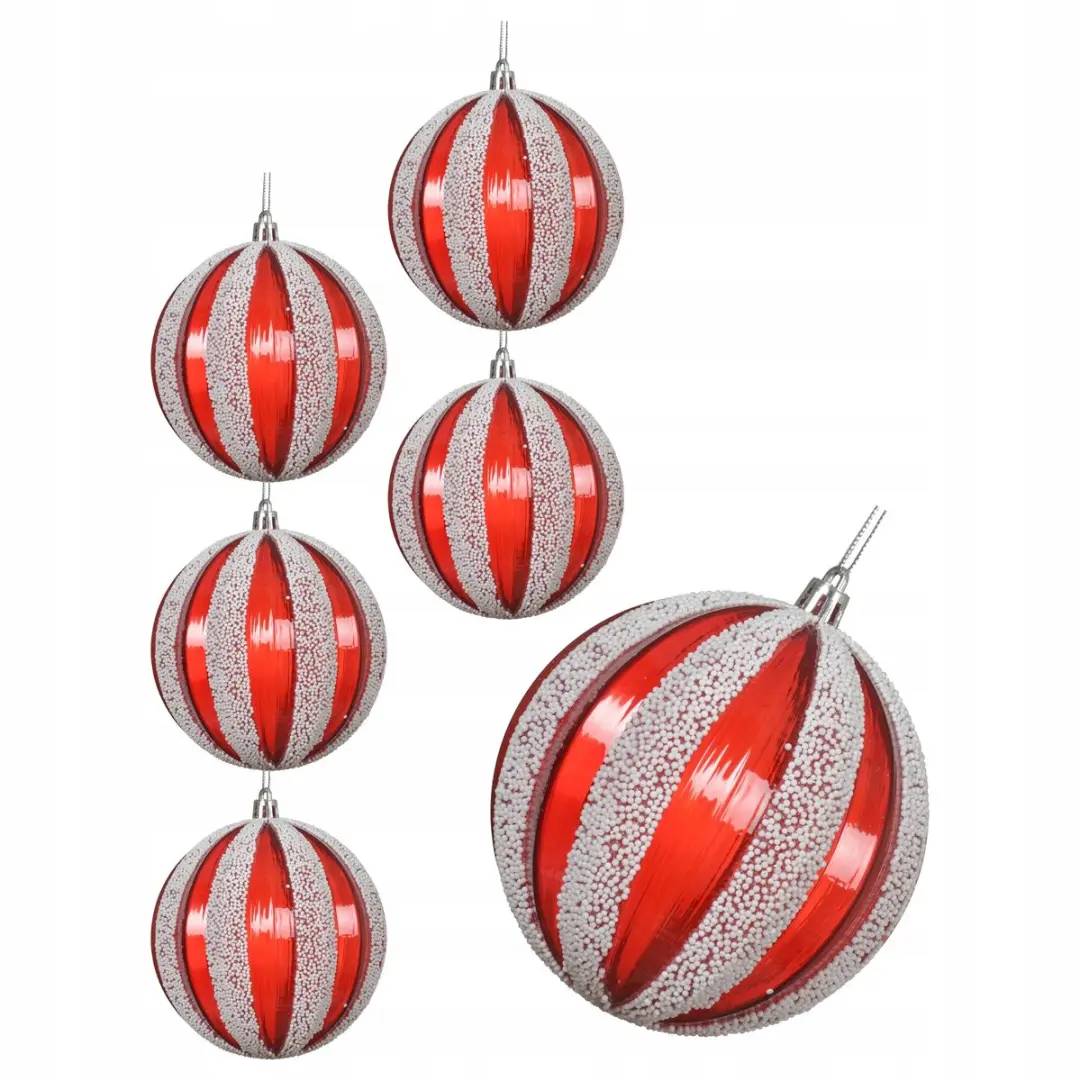 Kerstballen Rood-Wit Transparant met Sneeuwdecoratie 10 cm