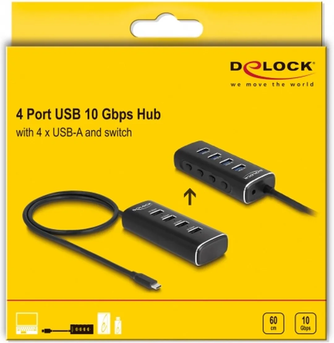 Delock 64233 USB 3.2 Gen 1 Type-C Hub 10Gbps - Zwart