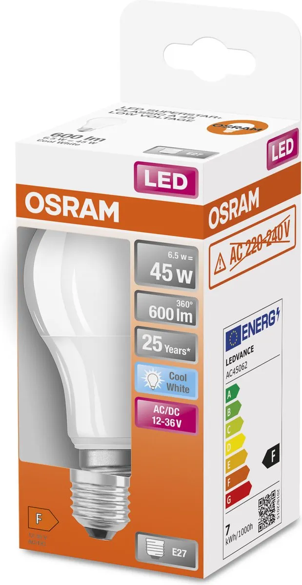 Osram Led Star Classic E27 Peer Mat 6.5W 600lm - Koel wit - afbeelding 6 van 6