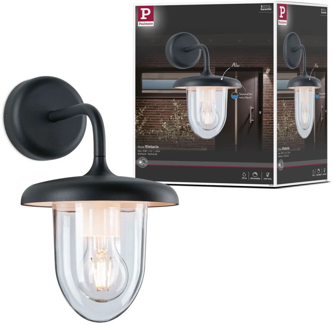 Paulmann Vintario Wandarmatuur Buiten Antraciet IP44 - 20W