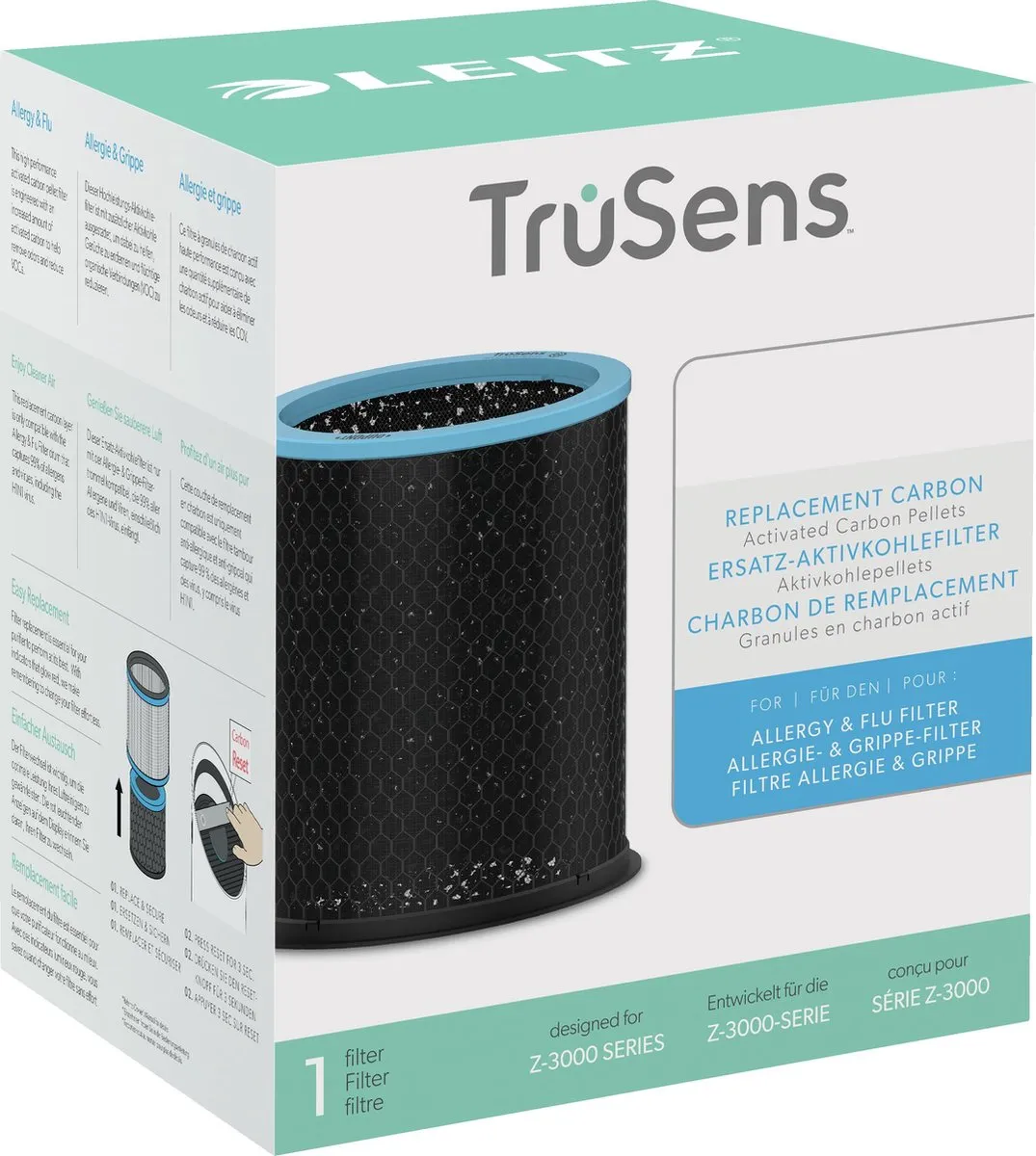 Leitz Trusens Allergie en Griep Koolstoffilter voor Z-3000 Grote Luchtreiniger