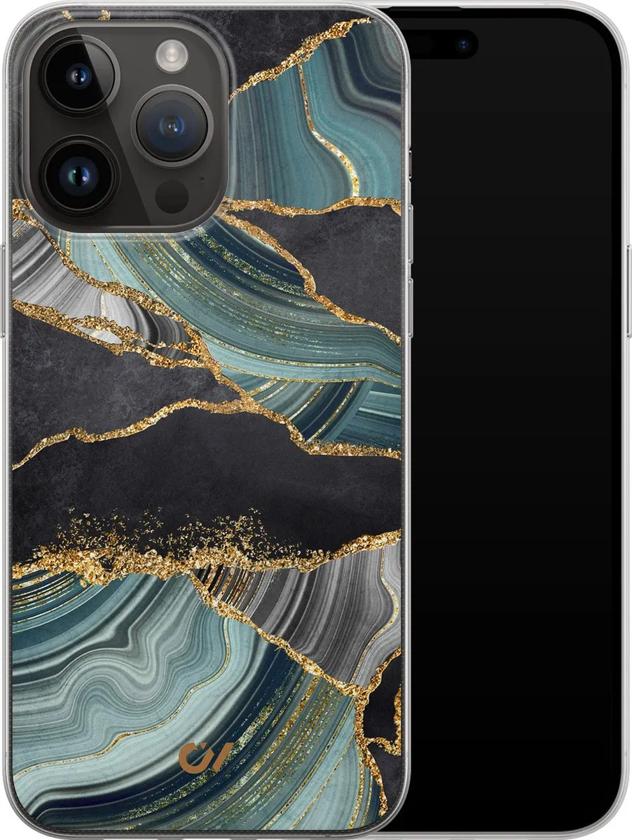 Casevibes iPhone 14 Pro Max Hoesje - Marble Jade Stone - A/14PM/UV/036