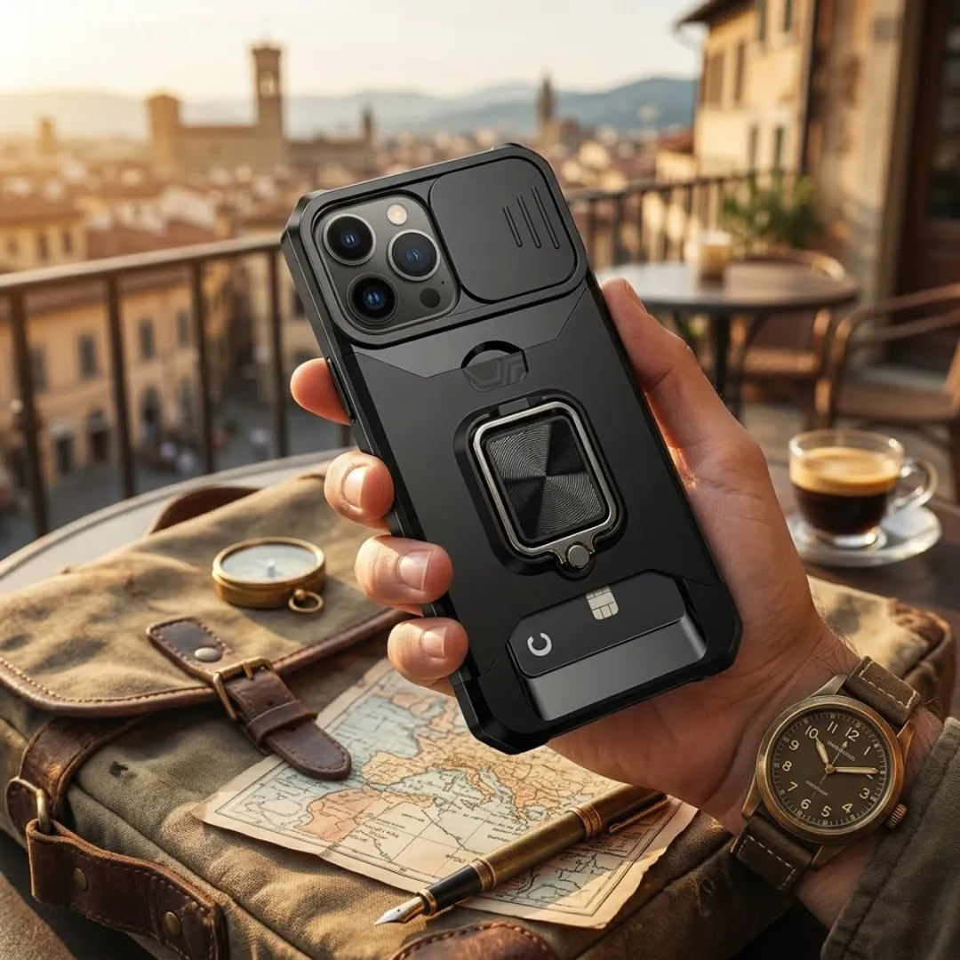 NUVEX iPhone 13 Pro Hoesje - Zwart - Met metalen standaard