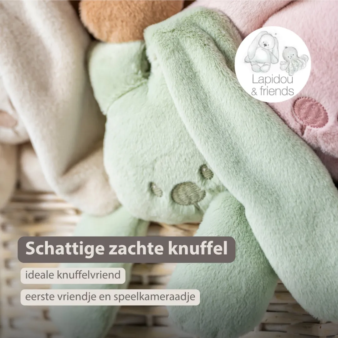 Nattou Lapidou Knuffel Konijn 30cm - Lindengroen