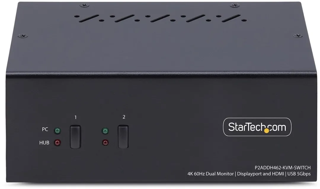 Startech P2ADDH462-KVM-SWITCH KVM-Schakelaar - Zwart