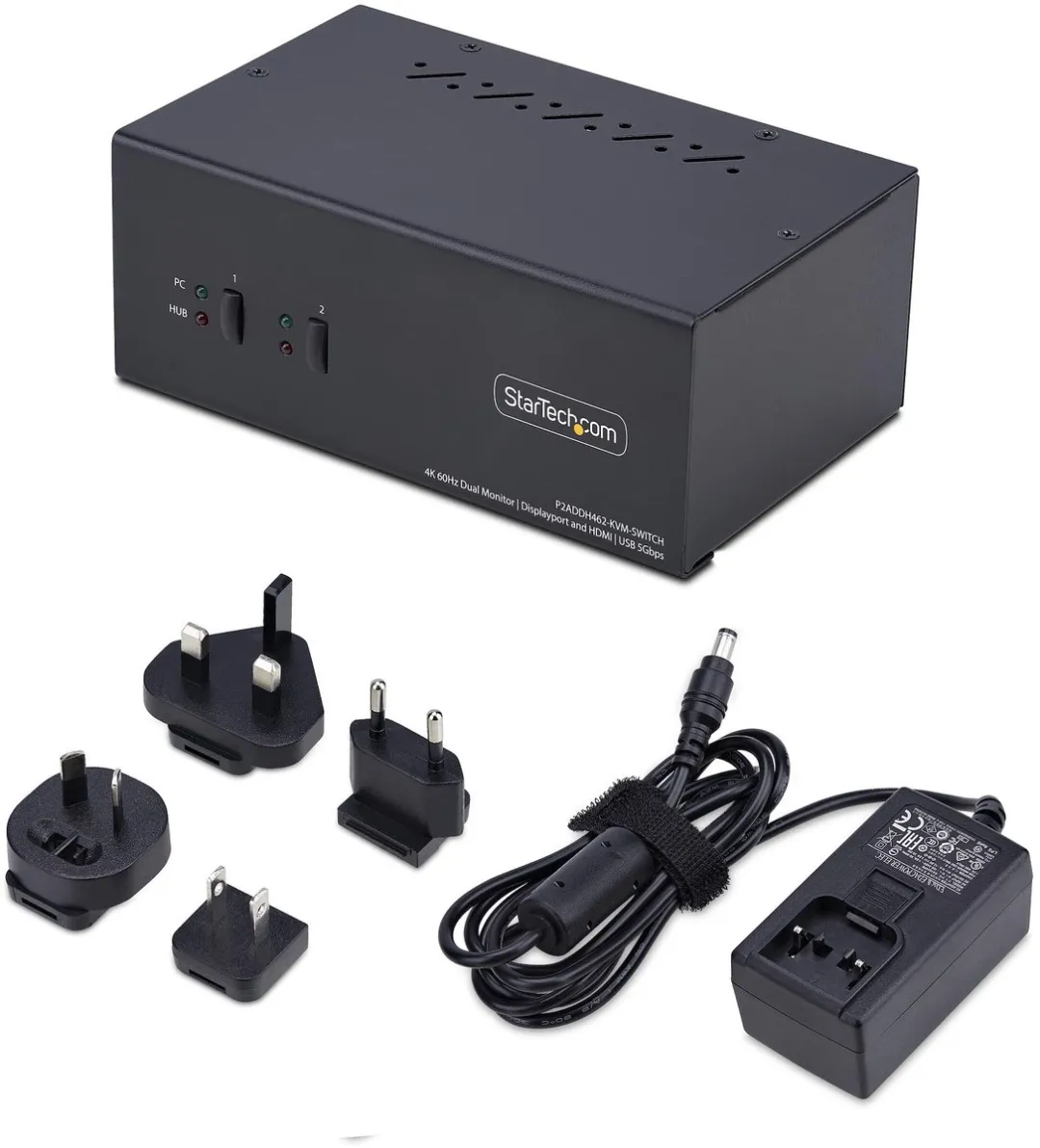 Startech P2ADDH462-KVM-SWITCH KVM-Schakelaar - Zwart