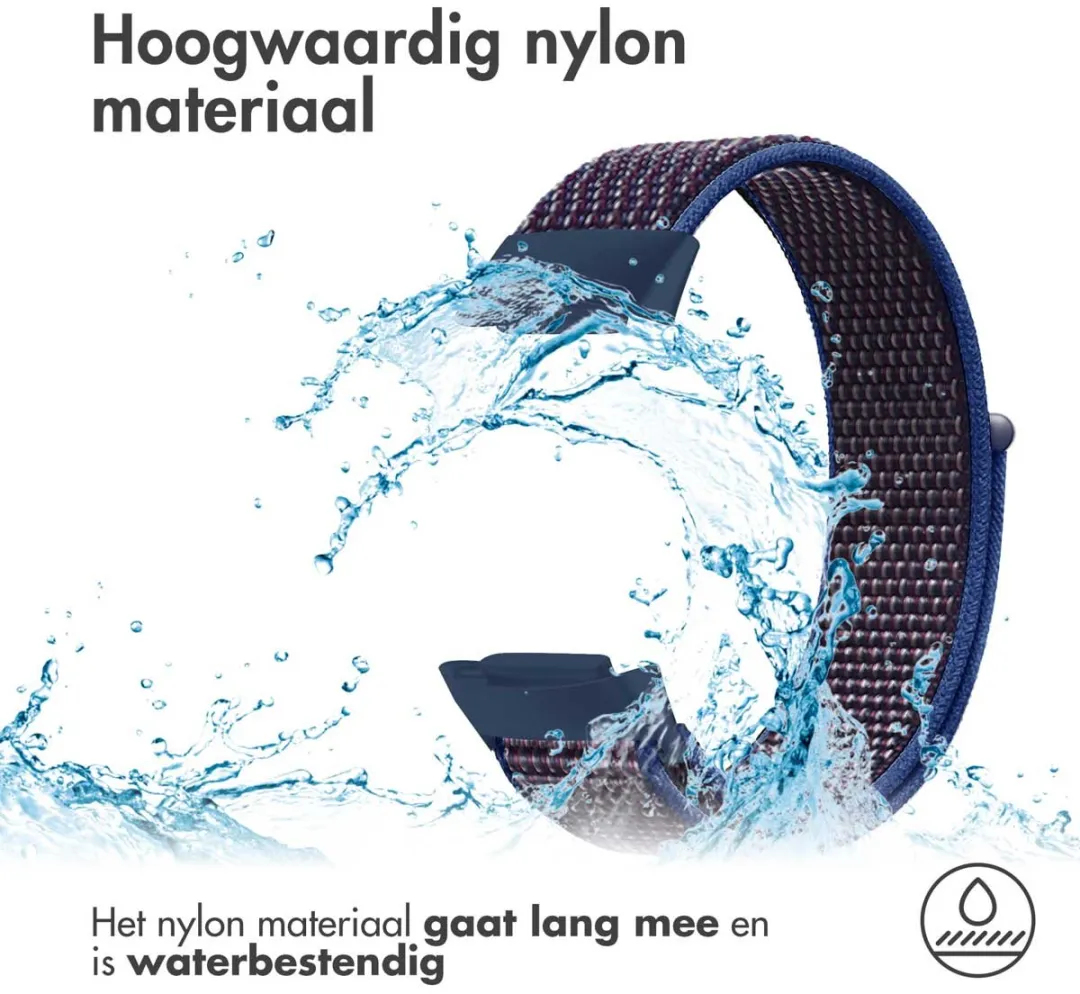 Imoshion Nylon Bandje Fitbit Charge 5 - Blauw - afbeelding 6 van 6