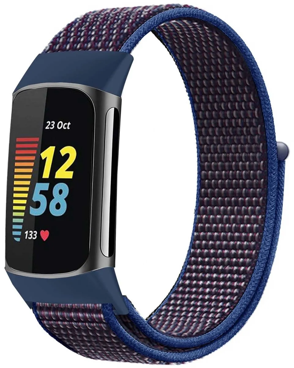 Imoshion Nylon Bandje Fitbit Charge 5 - Blauw
