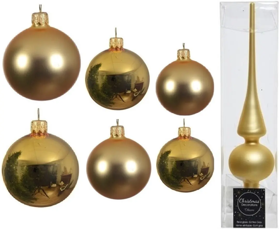 Groot pakket glazen kerstballen goud glans/mat 50x stuks