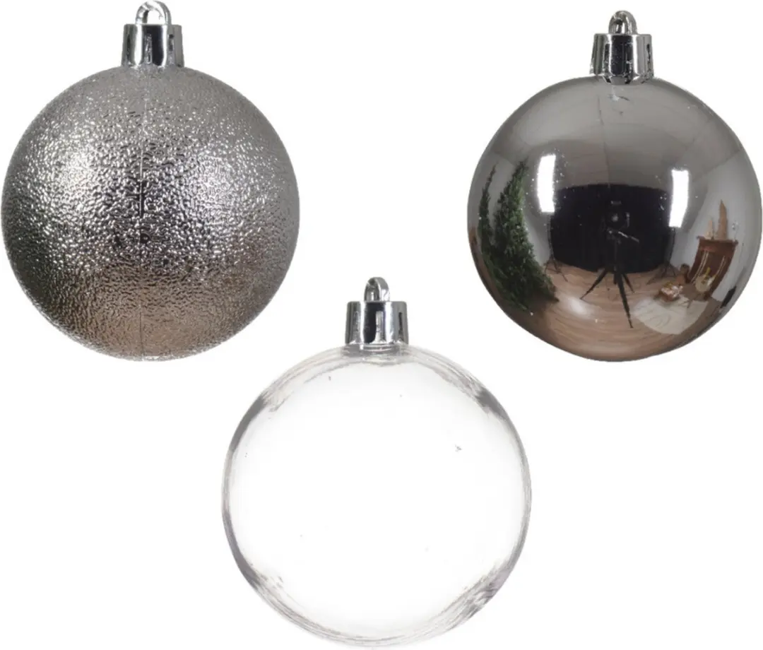 Kerstballen Kunststof 6cm - Zilver - 25 Stuks - afbeelding 2 van 3