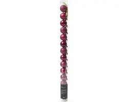 Decoris Mini Kerstballen 3cm - 14 stuks - Donkerroze - afbeelding 2 van 6