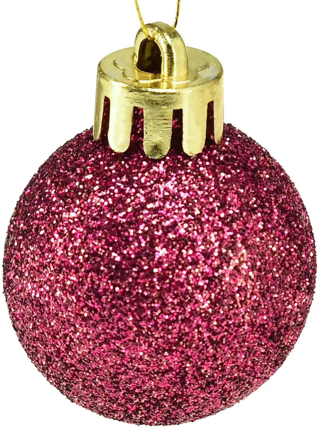 Decoris Mini Kerstballen 3cm - 14 stuks - Donkerroze - afbeelding 3 van 6