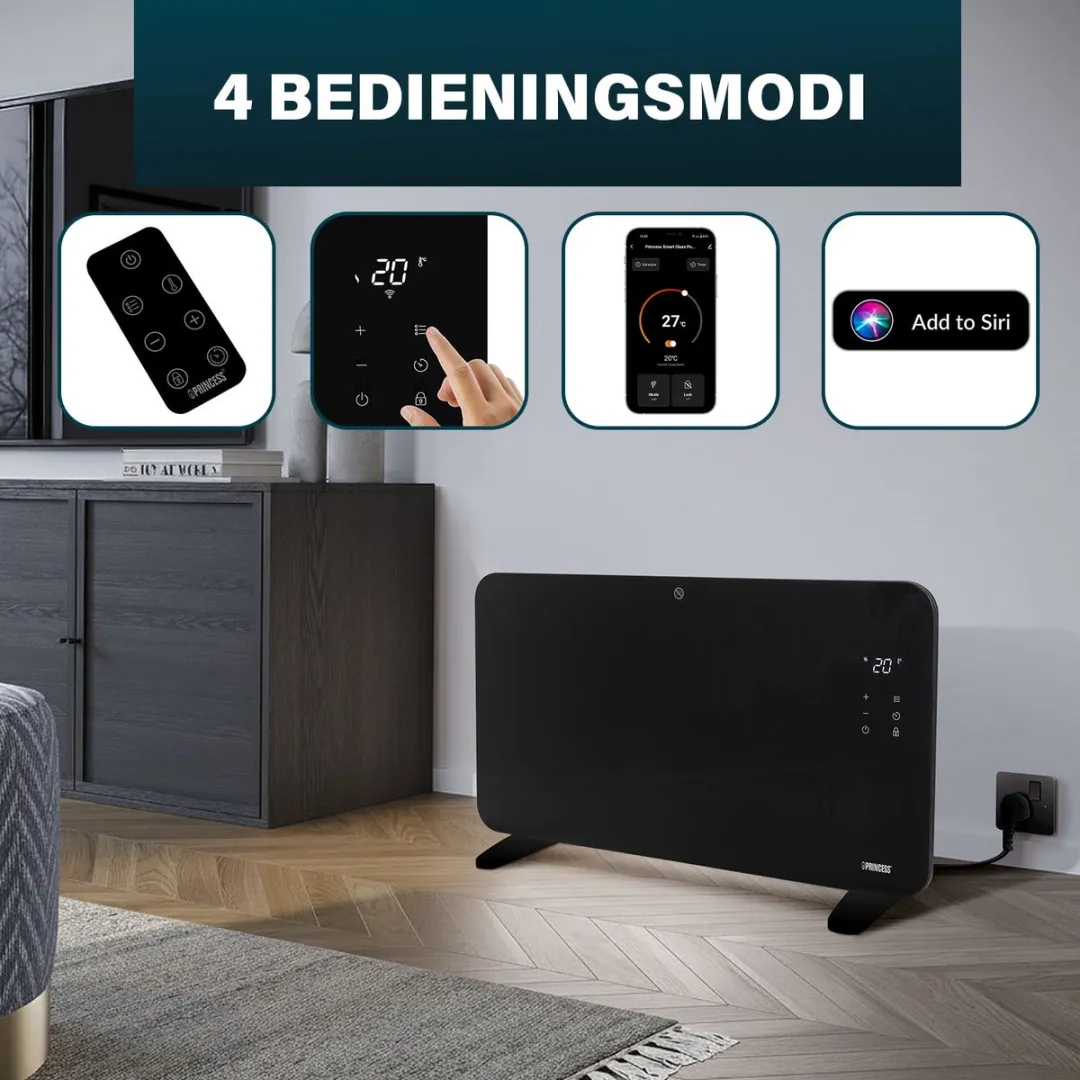 Princess 348415 Smart Elektrische Kachel 1500W - Zwart
