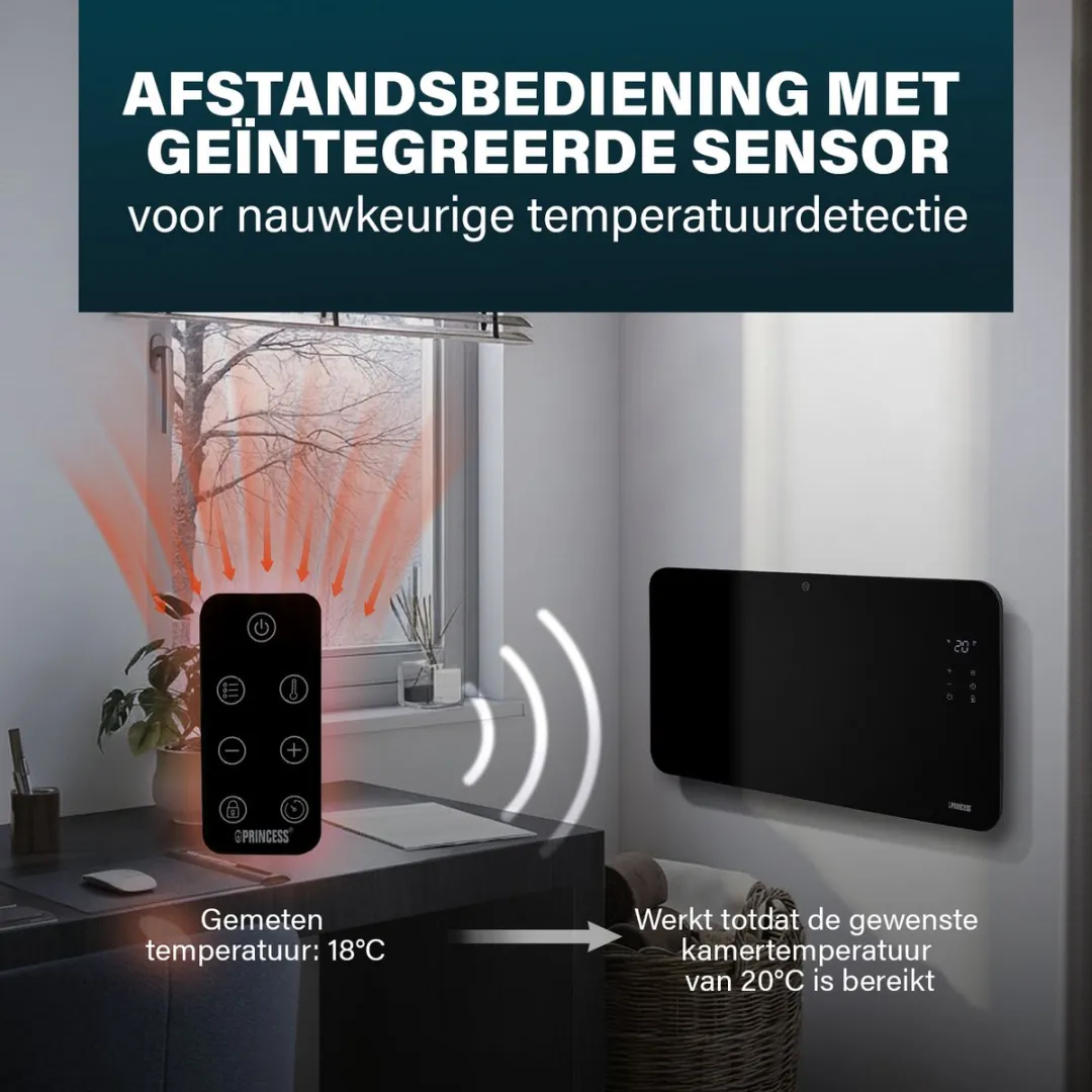 Princess 348415 Smart Elektrische Kachel 1500W - Zwart