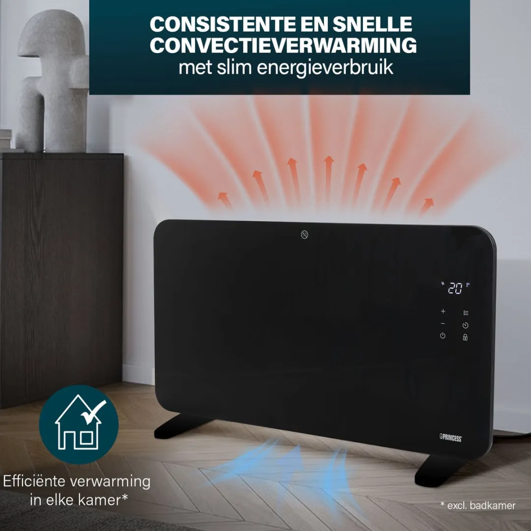 Princess 348415 Smart Elektrische Kachel 1500W - Zwart