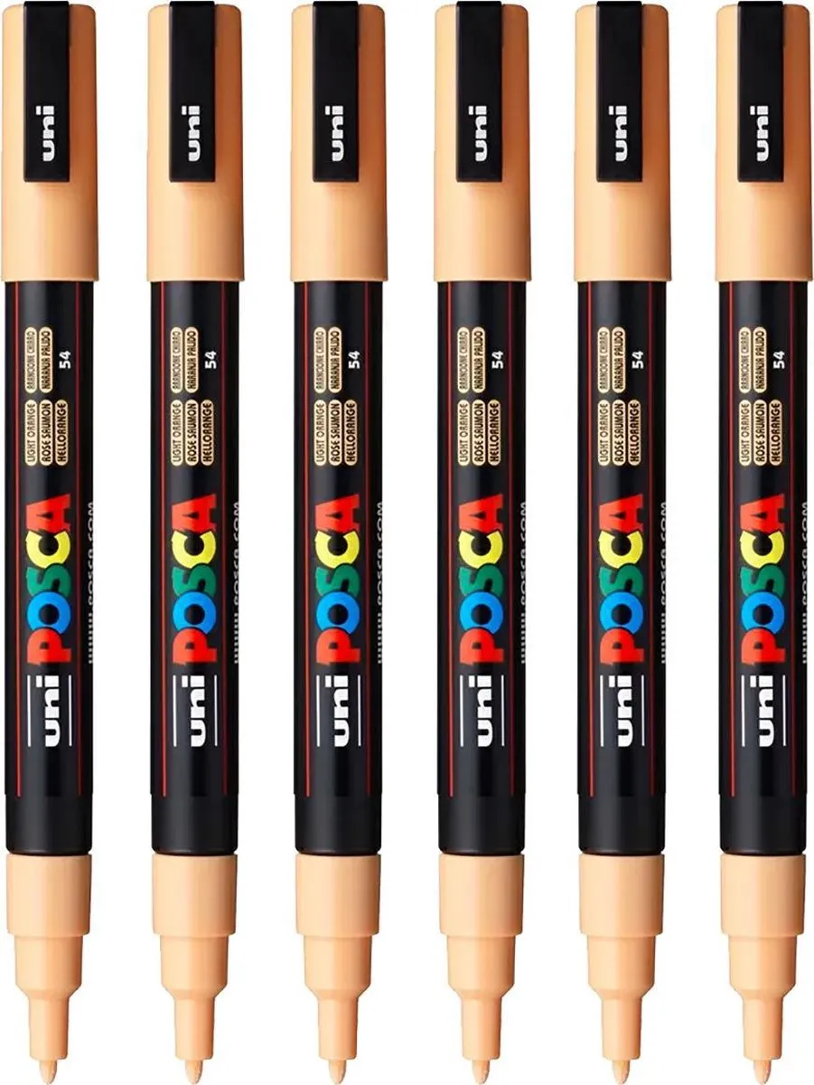 Posca PC-3M Verfstiften - Lichtoranje - 6 Stuks