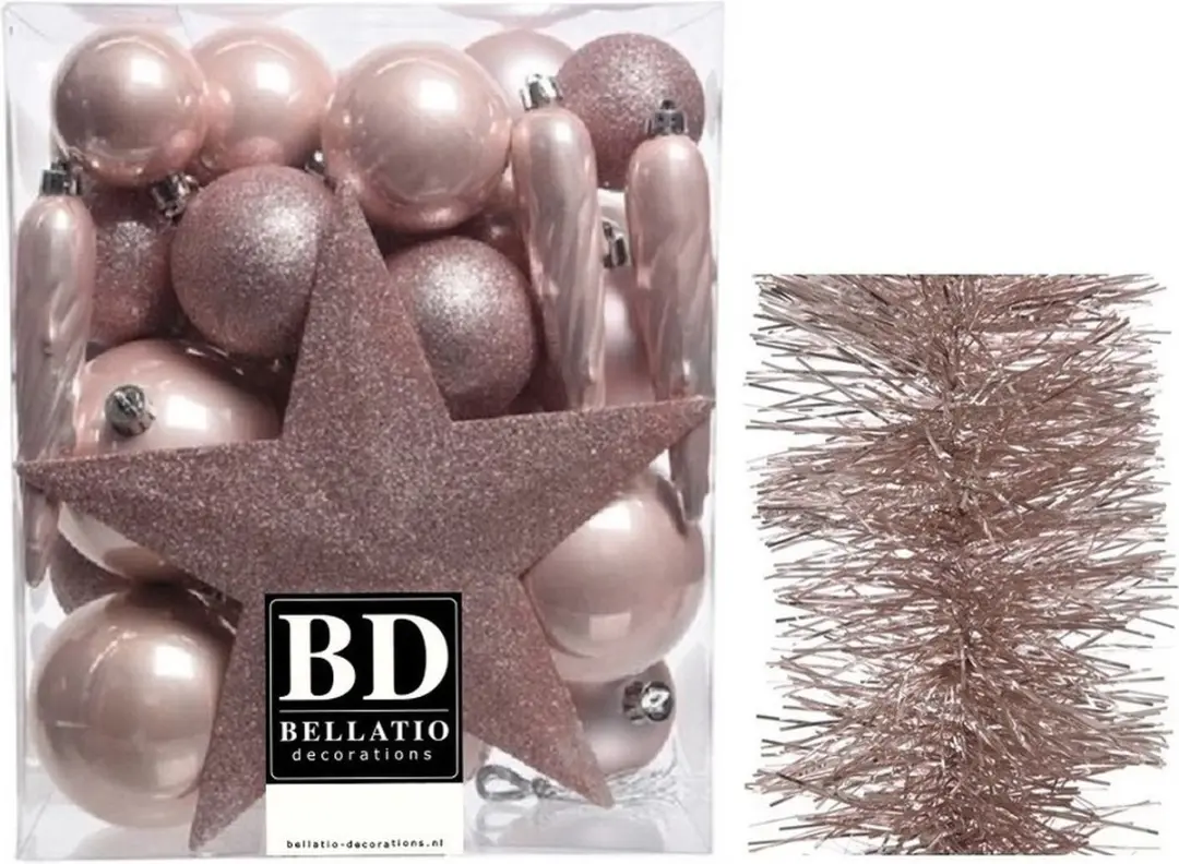 Decoris Kerstversiering kunststof kerstballen 5-6-8 cm