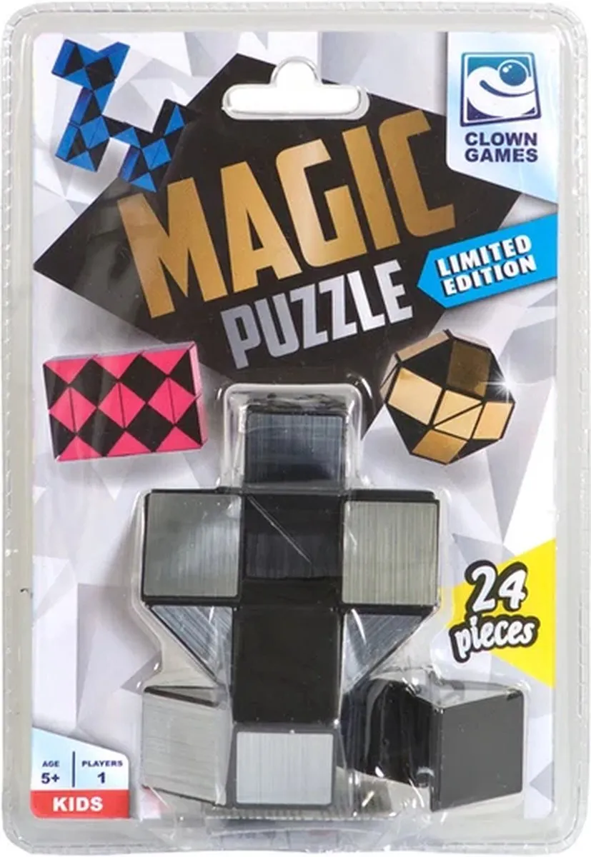 Clown Magic Puzzle - 24 Stuks - Zilver/Zwart