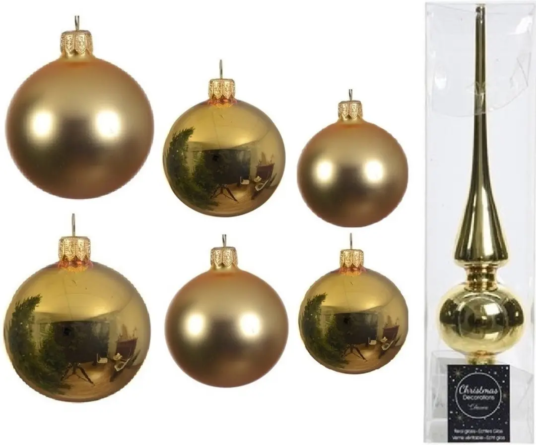 Groot pakket glazen kerstballen goud glans/mat 50x stuks