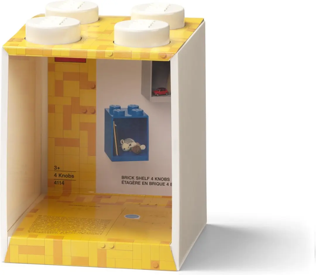 LEGO Iconic Brick Boekenplank 4 Noppen - Wit - afbeelding 3 van 4