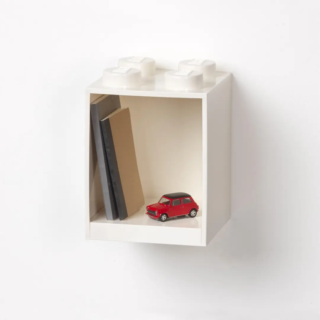 LEGO Iconic Brick Boekenplank 4 Noppen - Wit - afbeelding 2 van 4