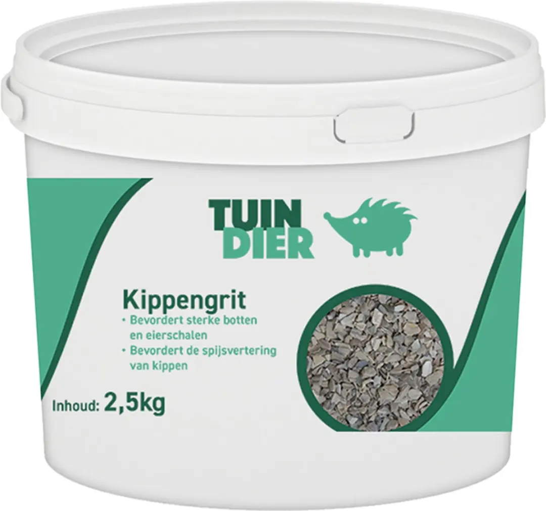 Kippengrit | Tuin-Dier | Grit | Schelpengrit | Maagkiezel | In handige bewaaremmer | 2,5 kilogram | 2.500 gram