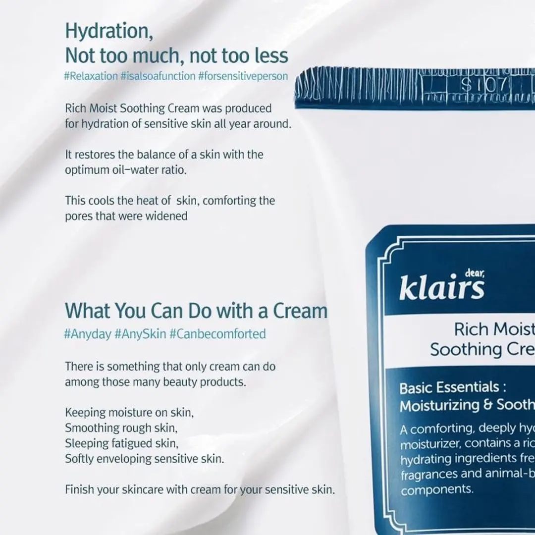 Klairs Rich Moist Gezichtscrème 80ml - afbeelding 4 van 5