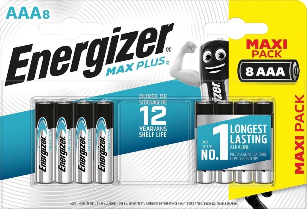 Energizer Max Plus AAA Batterij, 1,5 V (pak 8 stuks)