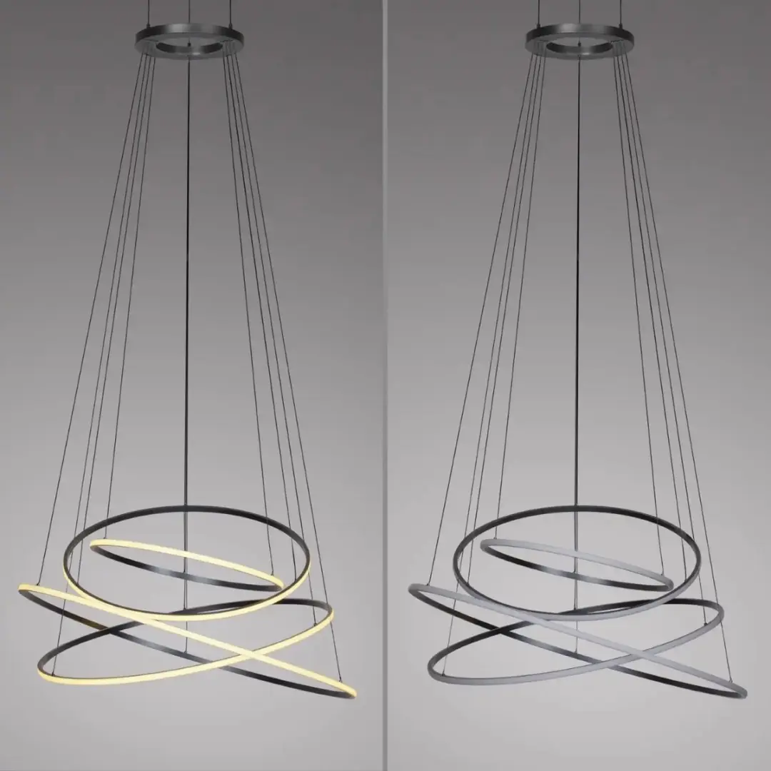 Paul Neuhaus PURE E-Flying Rings Hanglamp Ø110cm - Grijs - afbeelding 2 van 6