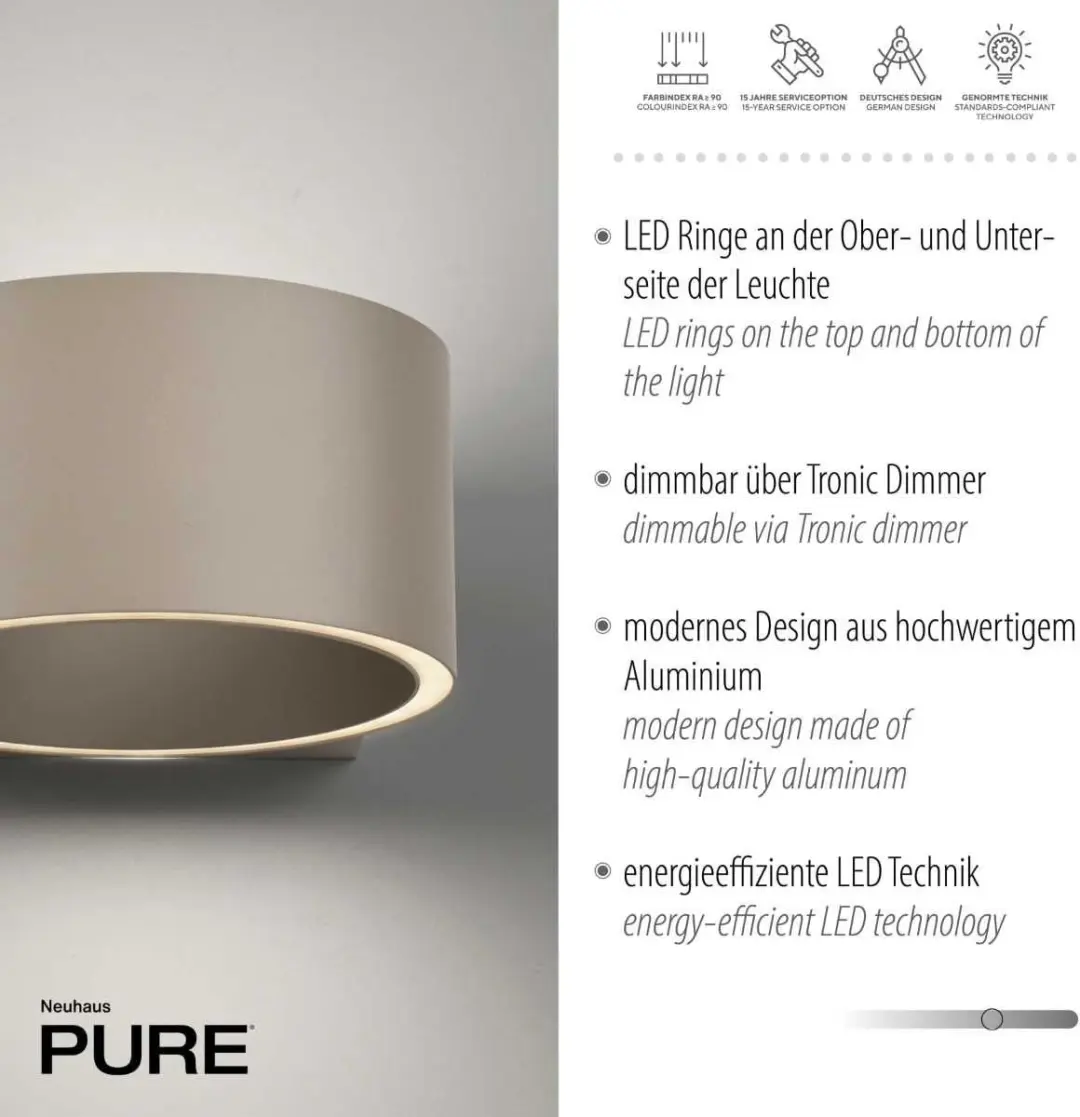 Paul Neuhaus PURE Clipse Wandlamp - Ø 15 cm - 2700 K - afbeelding 3 van 6