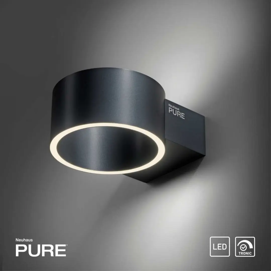 Paul Neuhaus PURE Clipse Wandlamp - Ø15cm - Antraciet - afbeelding 4 van 6