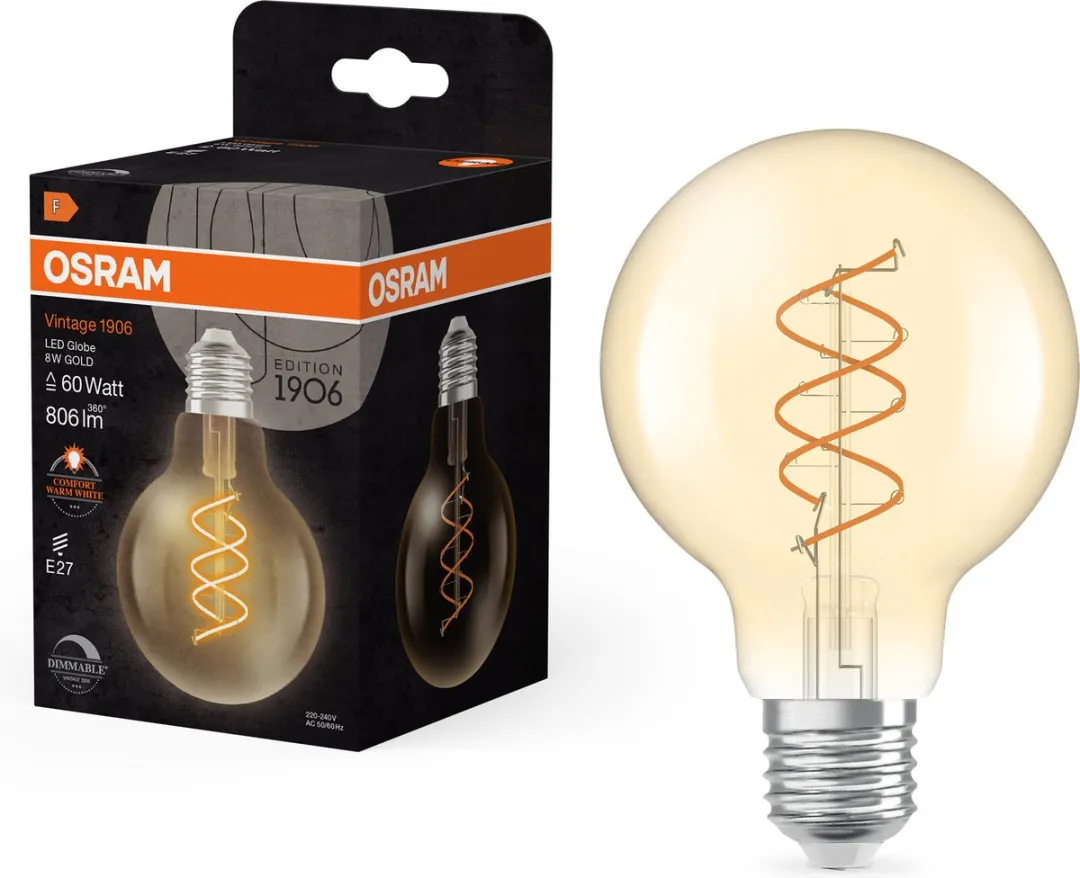Osram Vintage 1906 LED E27 Globe 8W - 806lm - Zeer Warm Wit