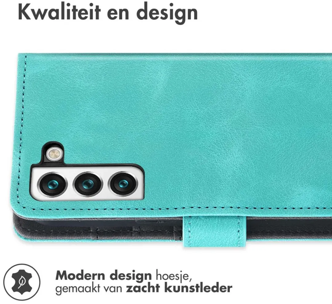 Imoshion Bookcase Hoesje Samsung Galaxy S21 FE - 3 Pasjes - Turquoise
