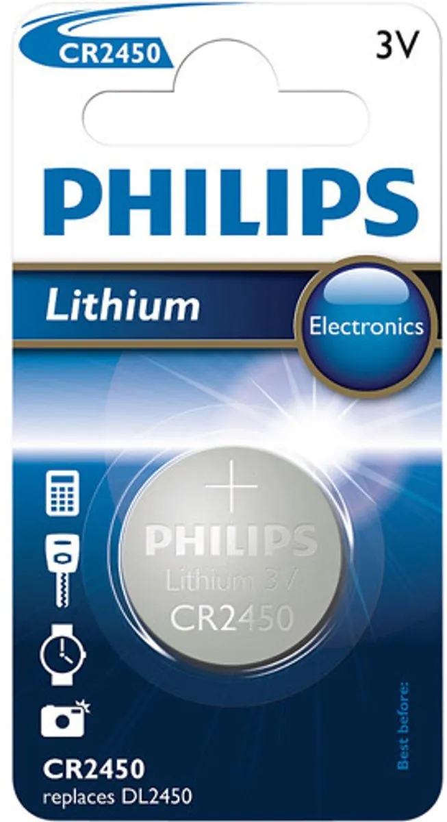 Philips Lithium CR2450 Knoopcel - 1 Stuk