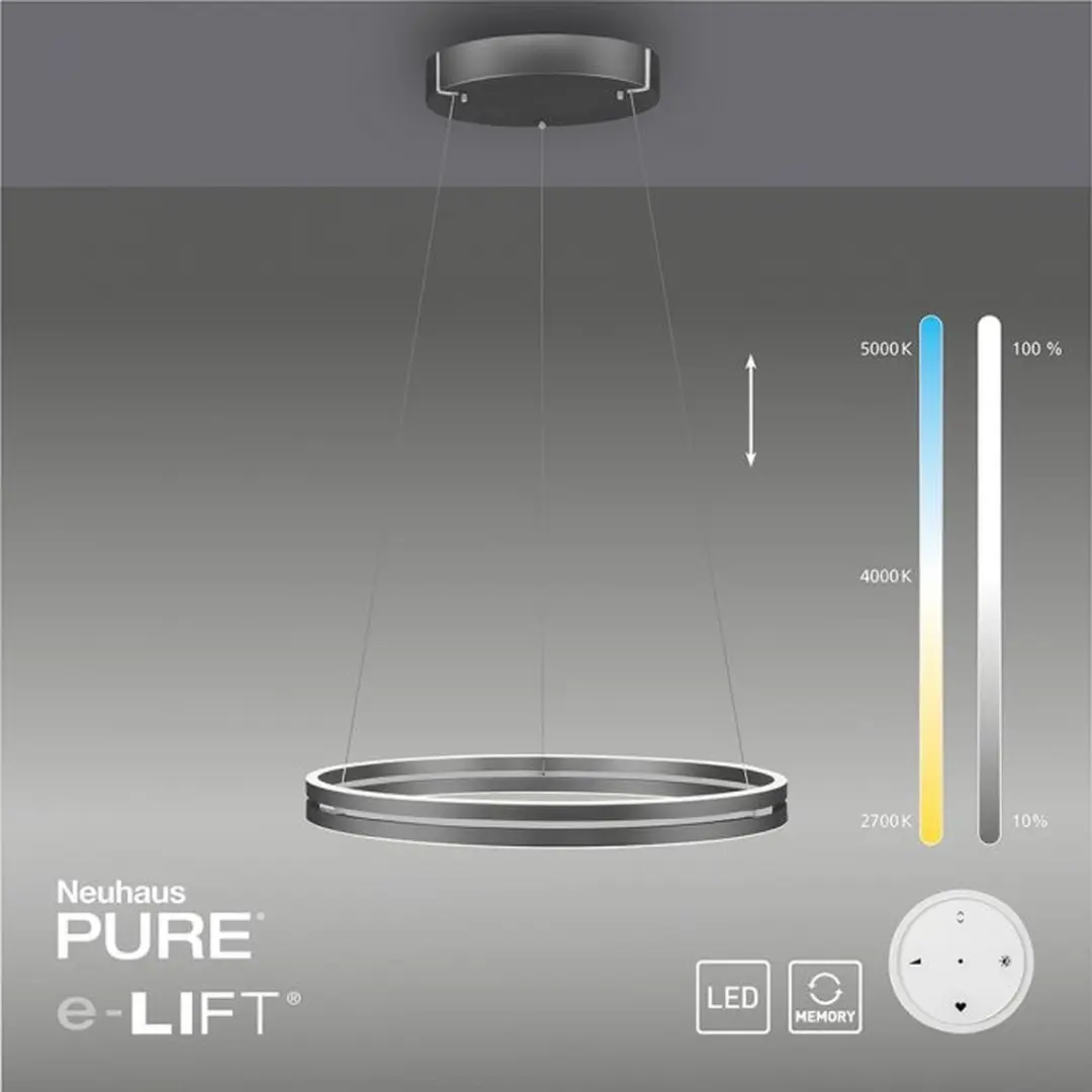 Paul Neuhaus PURE E-Loop Hanglamp - Ø70cm - Donker Grijs - afbeelding 2 van 6