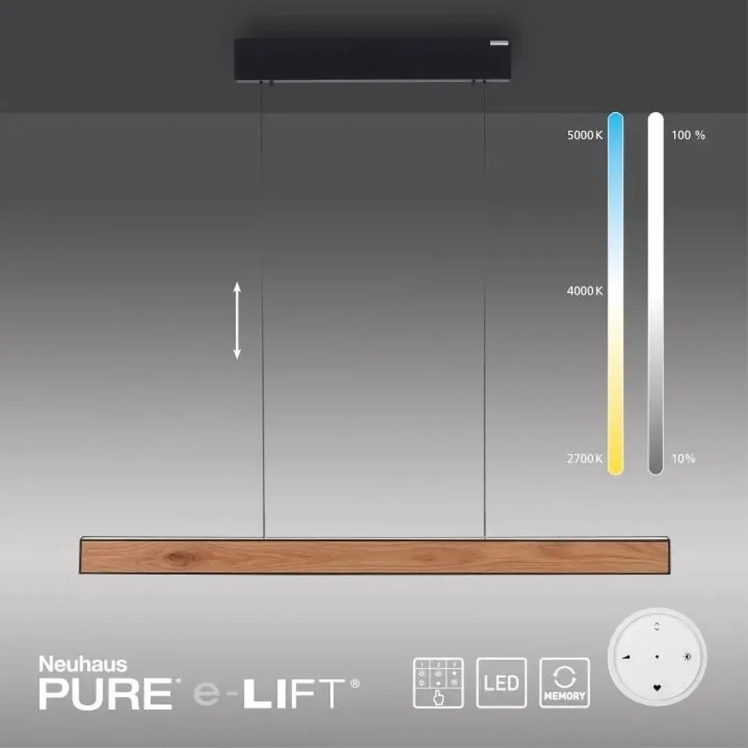 Paul Neuhaus PURE e-Lift Hanglamp 120cm - Zwart Hout - afbeelding 2 van 6