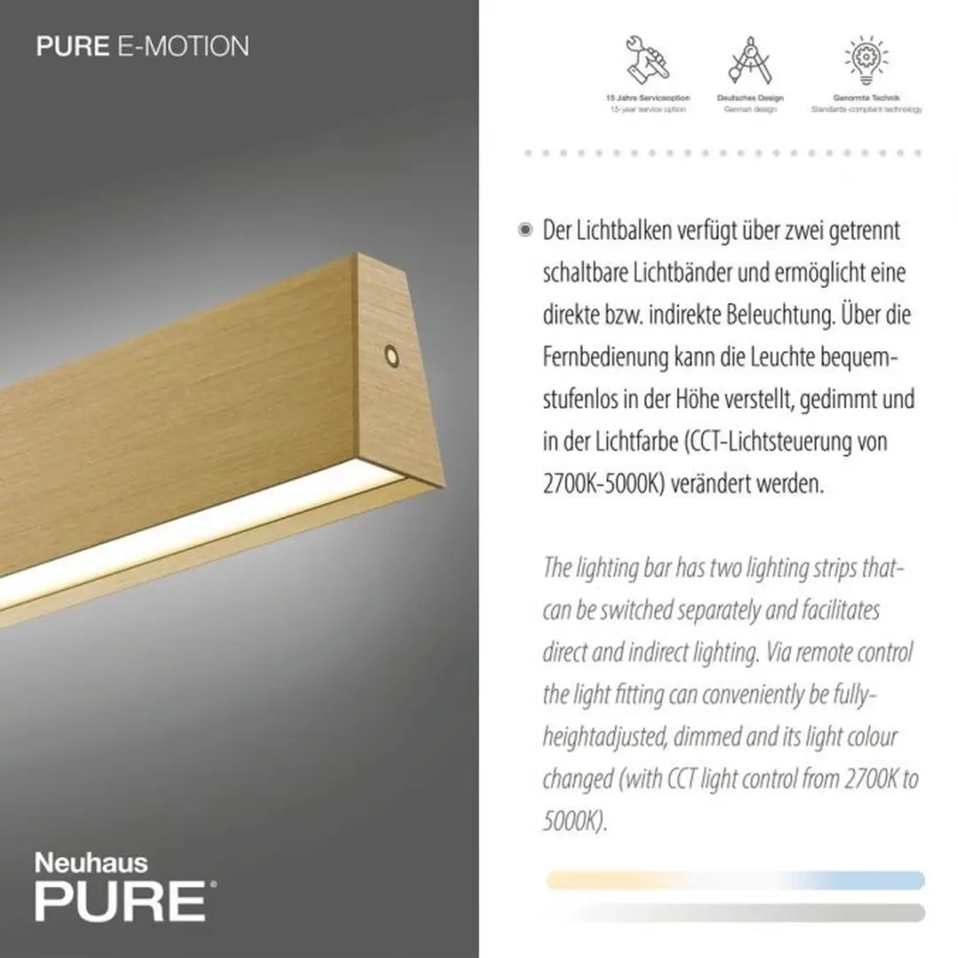 Neuhaus PURE - Hanglamp e-Lift L 120 cm mat goud - afbeelding 4 van 6