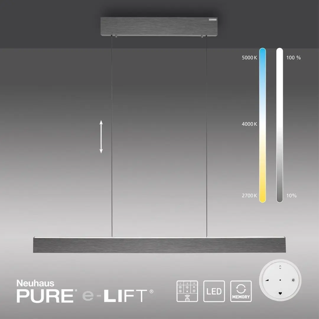 Paul Neuhaus PURE e-Lift Hanglamp 120cm - Donker Grijs - afbeelding 4 van 6