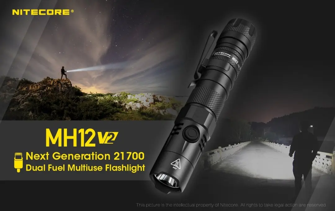 Nitecore MH12 V2 tactische zaklamp - 1200 lumen - Zwart - afbeelding 6 van 6
